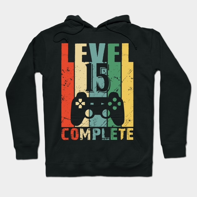 Vintage 15th Wedding Anniversary Level 15 Complete Video Gamer Hoodie by smtworld